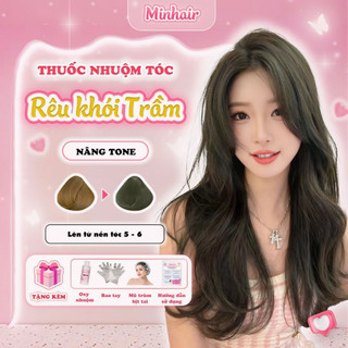 Thuốc nhuộm tóc, thuốc nhuộm tóc Rêu Khói Trầm, MINHAIR, tặng kèm oxy trợ dưỡng và bao tay