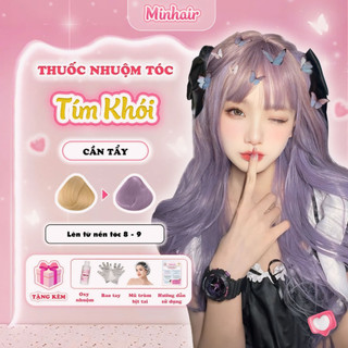 Thuốc nhuộm tóc, Thuốc nhuộm tóc màu Tím Khói MINHAIR, tặng kèm bao tay và oxy trợ dưỡng