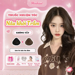 Thuốc nhuộm tóc nâu, Thuốc nhuộm tóc Nâu Khói Trầm MIN.HAIR, tặng kèm oxy trợ dưỡng và bao tay