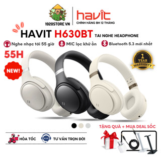 Tai Nghe Bluetooth Headphone HAVIT H630BT, BT v5.3, Driver 40mm, Gập Tiện Lợi, Nghe 55H - Chính Hãng BH 12 Tháng