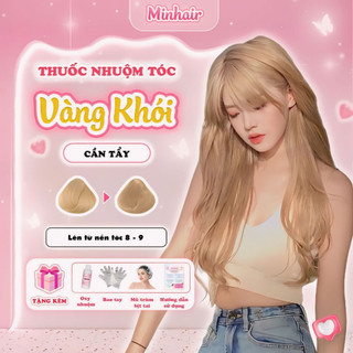 Thuốc nhuộm tóc màu Vàng, thuốc nhuộm tóc Vàng Khói Minhair tặng kèm oxy trợ dưỡng và bao tay