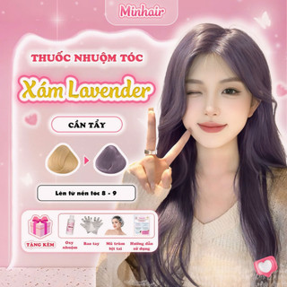 Thuốc nhuộm tóc, thuốc nhuộm tóc Xám Lavender, tặng kèm oxy trợ dưỡng và bao tay