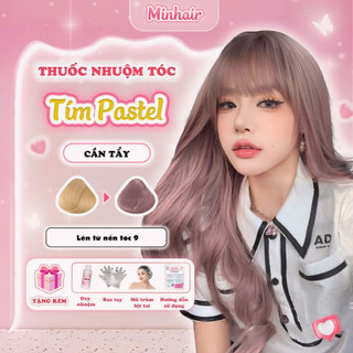 Thuốc nhuộm tóc Tím, thuốc nhuộm tóc Tím Pastel, Minhair, tặng kèm oxi trợ dưỡng và bao tay