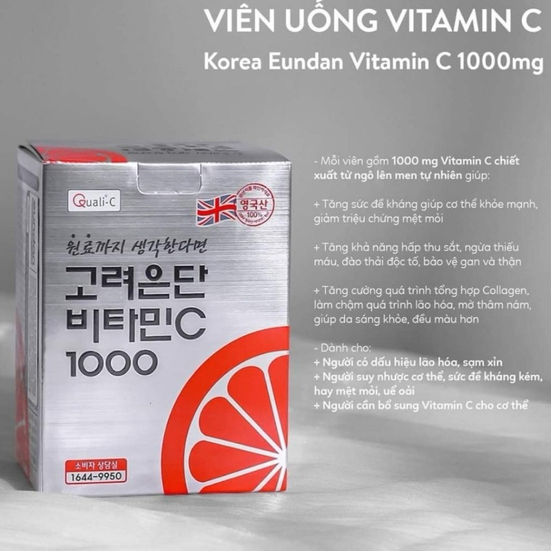 Viên uống Vitamin C 1000mg Eundan Yuhan Hàn Quốc trắng da, tăng cường hệ miễn dịch
