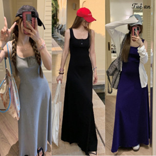 Đầm Body Ôm Eo 2 Dây Bản To Dáng Dài Suông Thiết Kế Khuy Ngực,Váy Maxi Đi Biển + Du Lịch Loại Đẹp Q.C