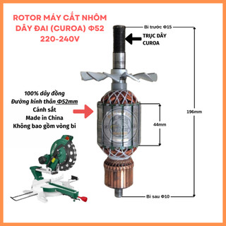 Rotor cắt nhôm dây curoa Thân 52mm Dài 198mm 220V - Tặng chổi than