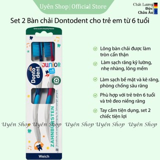 Bàn chải đánh răng trẻ em dontodent trên 6 tuổi, hàng đức lông bàn chải mềm, sạch kẽ răng