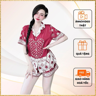 Đồ bộ nữ - Đồ bộ pijama lụa Latin quần ngắn mặc thoải mái, bộ mặc nhà bigsize 2024
