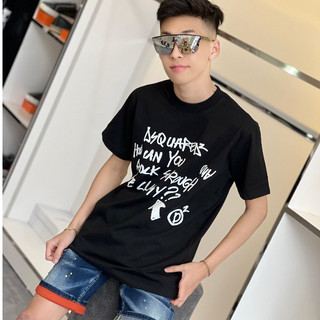 Áo Thun nam DSQ 156 Họa Tiết Hình In Nhiệt Cao Cấp Chất Liệu Cotton Co Dãn 2 Chiều Có 2 Mầu Đen Trắng Phù Hợp Cho Nam