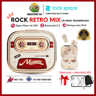 Tai nghe bluetooth tws rockspace retro mix tape, nghe nhạc 20h, kháng nước ipx4 - chính hãng bh 12 tháng