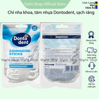 Que Chỉ Nha Khoa Dontodent HÀNG ĐỨC, Tăm Xỉa Răng Hai Đầu, Làm Sạch Kẽ Chân Răng, Bảo Vệ Nướu 40c