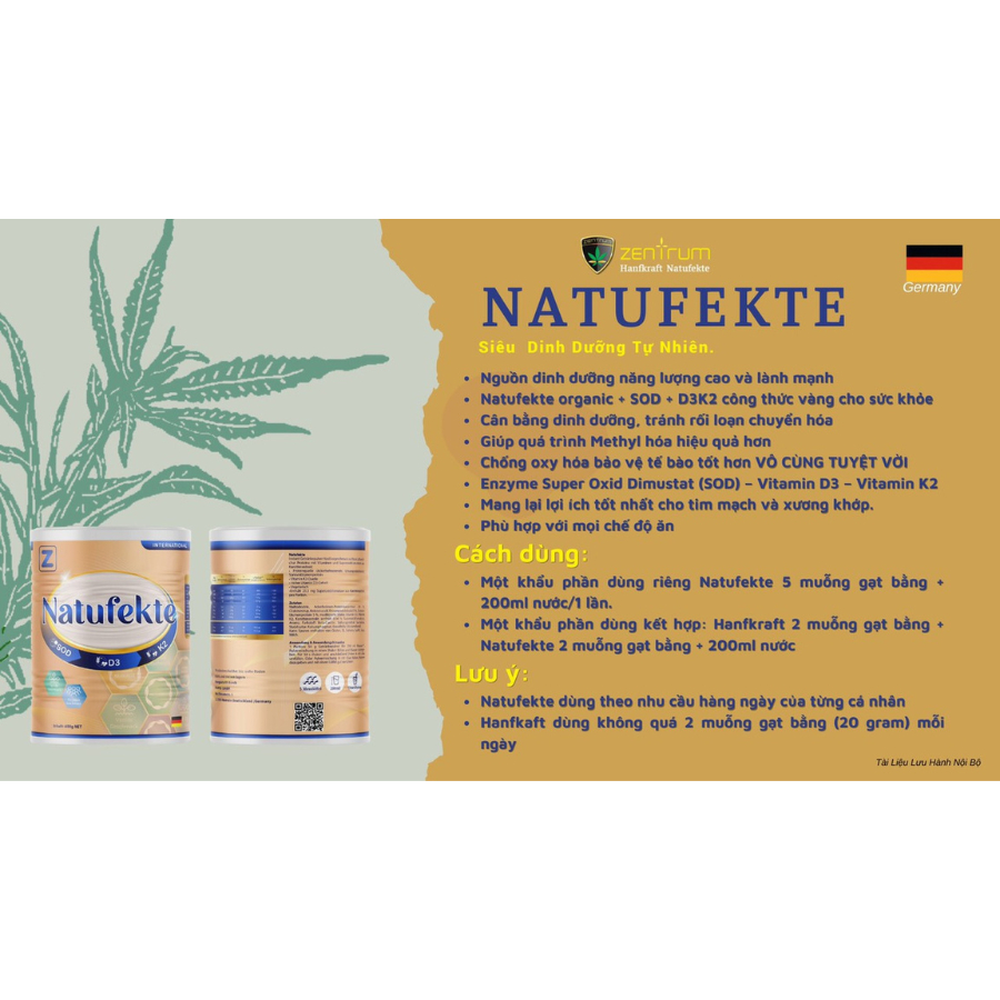 Natufekte Zentrum - Dinh Dưỡng Đặc Biệt chiết xuất cây gai dầu – 400 gr/hộp