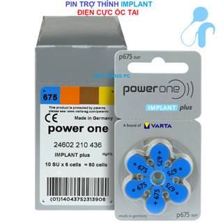 Pin máy trợ thính Power One IMPLANT chuyên cho máy ĐIỆN CỰC ỐC TAI 1 Hộp 10 vỷ 60 viên