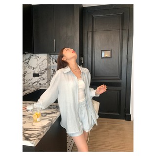 Set áo sơ mi kèm quần short giả váy set sơ mi và quần đùi giả váy wg.we bộ áo sơ mi quần đùi mềm mỏng