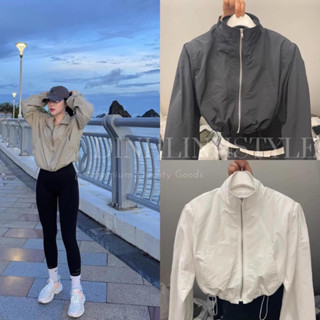áo gió nhăn, siêu nhẹ hai lớp, rút dây bên dưới