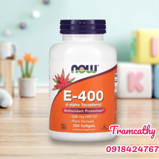 250 viên uống now hỗ trợ bổ sung vitamin e-400 iu