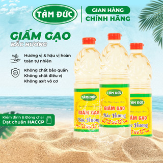 Giấm gạo Tâm Đức chai 1 Lít - Giấm gạo Bắc Hương lên men tự nhiên dùng pha nước chấm và các món trộn