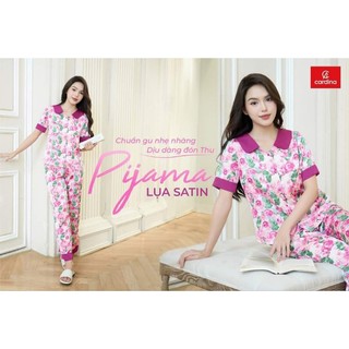 Đồ bộ Pijama hoạ tiết CARDINA lụa Satin Nhật quần dài áo ngắn tay