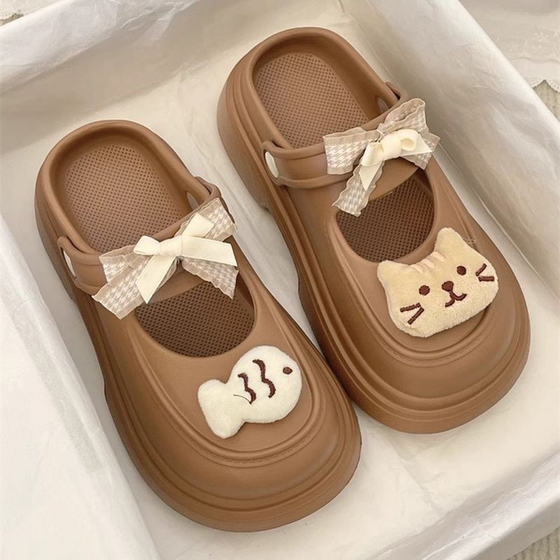 Dép sục nữ phối nơ hình ChiPi đáng yêu, dép sục nữ đế cao gồm 3 màu