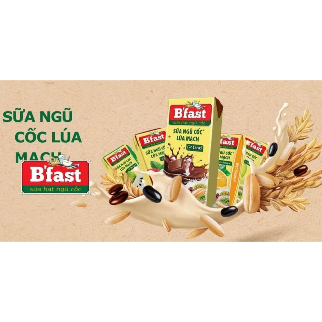 Sữa Hạt Ngũ Cốc Lúa Mạch B Fast 180ml - Lốc 4 Hộp