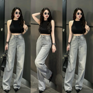   S-2Xl  HHCHOU Quần Jeans Suông Trơn Màu Bạc Vải Qc mền H3456 