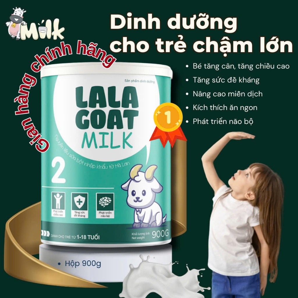 SỮA DÊ TĂNG CHIỀU CAO NHANH cho bé THẤP CÒI, LALA GOAT 900g cho bé dưới 19 tuổi tăng chiều cao tốt, phát triển trí não