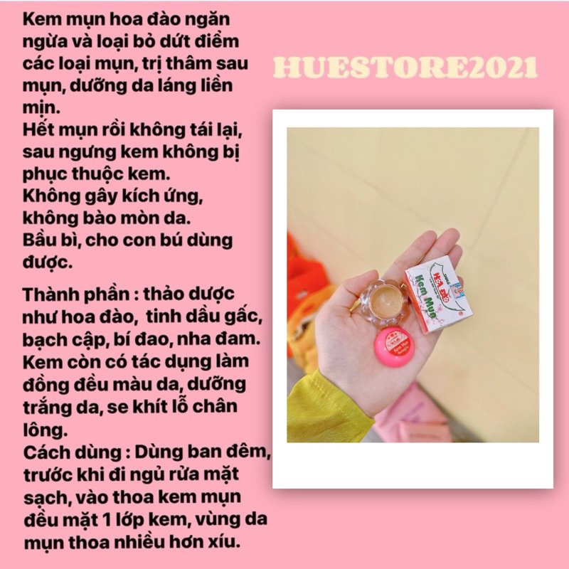 KEM MỤN HOA ĐÀO, DƯỠNG TRẮNG MỊN DA.