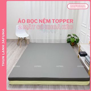 Áo bọc nệm topper 2 mặt có khóa kéo, Vỏ Bao Nệm Jafuma Cotton Poly và Thun Lạnh Ý|Nệm 3-10cm