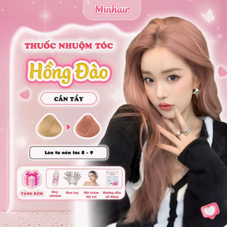 Thuốc nhuộm tóc Hồng, Thuốc nhuộm tóc màu Hồng Đào, Minhair, tặng kèm oxy trợ dưỡng và bao tay