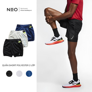 Quần Short Thể Thao Nam Chạy Bộ Tập Gym Co Giãn Thoáng Khí_N.KE Challenger 2n1 Neoshopvn SM071