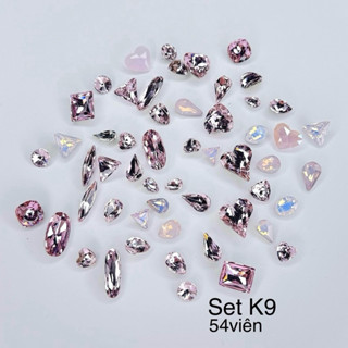 Set đá khối cao cấp tone hồng baby xinh yêu siêu sáng, không bung chân (mã K9)