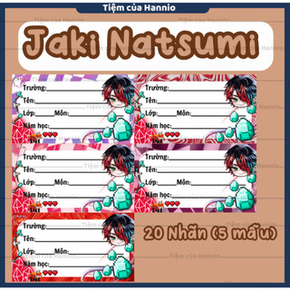 Bộ 20 Nhãn vở in hình Jaki Natsumi và các nhân vật khác, kích thước 7.4x4.2cm