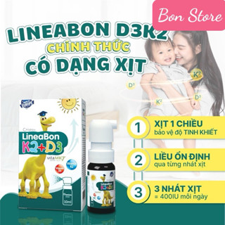 Lineabon Dạng Xịt Màu Xanh Bổ Sung Vitamin D3, K2 Giúp Hấp Thụ Canxi, Giảm Nguy Cơ Loãng Xương