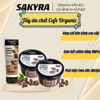 Tẩy da chết Body và tẩy da chết Mặt Organic Shop dưỡng da trắng sáng hạt Cafe giúp mềm mịn da sạch mụn