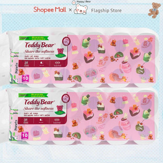  Giấy Vệ Sinh Cao Cấp CUỘN TO TEDDY BEAR Không Lõi,Có Lõi Chất Lụa Trắng Dai Dày Mịn Mềm 