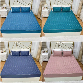 Bộ ga gối phi lụa trần bông 1 ga 2 vỏ gối đầu tặng