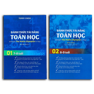 Sách Đánh thức tài năng toán học 1 và 2 Sách toán lớp 1 đến lớp 3 Bìa mềm 2 cuốn Á Châu Books