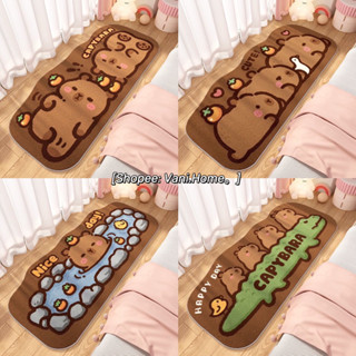 Thảm len lông cừu trải sàn phòng ngủ phòng khách hoạ tiết Capybara decor nhà - Thảm lau chân dài kích thước 50x120cm