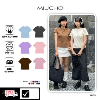 Áo thun baby tee trơn ABT01 Miucho vải cotton cổ tròn in basic