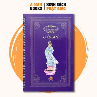 Sách - Vở chép Kinh Cầu An, sổ chép kinh Cầu An bìa tím in chữ mờ loại cao cấp dày dặn - Anan Books