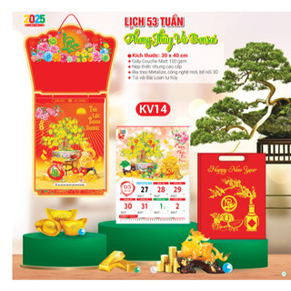 Lịch 2025 - lịch 52 tuần 2025 - kt:30x40cm - lịch treo tường 2025 - - cđ: bonsai - phong thủy