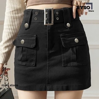 Chân Váy Kaki Ngắn Túi Hộp Kèm Nịch Chất Kaki Mềm Co Giản Cao Cấp