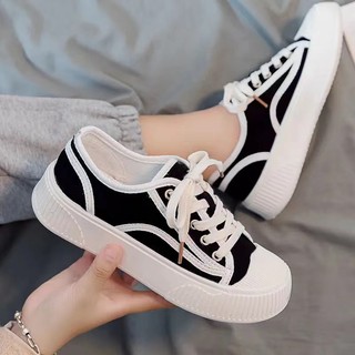 Giày thể thao vải cổ thấp cá tính giày bata học sinh vải canvas đế bằng vỏ sò nhẹ mẫu basic