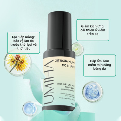 Xịt viêm nang lông viêm lỗ chân lông UMIHA 45ML Giảm viêm nang lông hiệu quả