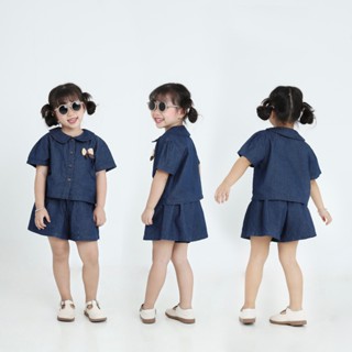 Set Jean Sọt Cực Xinh Cho Bé Gái Đính Phụ Kiện Nơ Nexxi