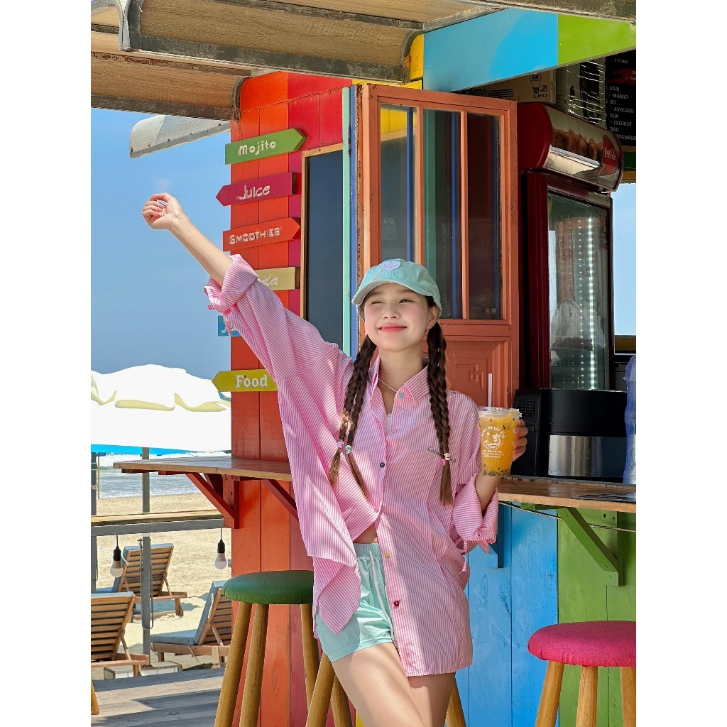Áo sơ mi Khoác Ngoài tay dài - Áo sơ mi Calem club phối dây cột nơ thêu Calem | BigBuy360 - bigbuy360.vn
