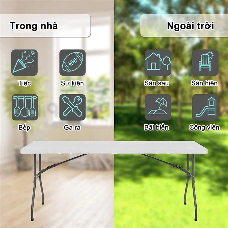 Bàn Gấp Gọn Ngoài Trời,bàn cắm trại, bàn dã ngoại 180x70x74cm, di động, đi làm, sử dụng tại nhà. | BigBuy360 - bigbuy360.vn