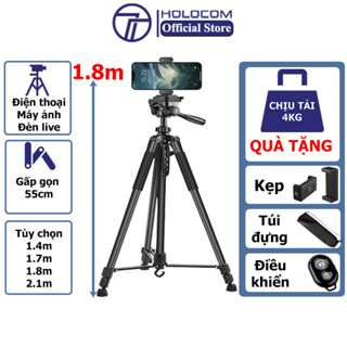 Tripod Điện Thoại Kiêm Chân Quay Máy Ảnh 360 Độ, Giá Đỡ 3 Chân Chụp Ảnh Quay Video Cao 170cm - HOLOCOM
