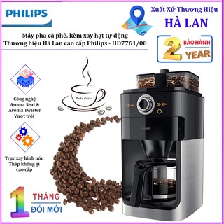 Máy pha cà phê, kèm xay hạt tự động. Thương hiệu Hà Lan cao cấp Philips - HD7761/00. BH 2 năm