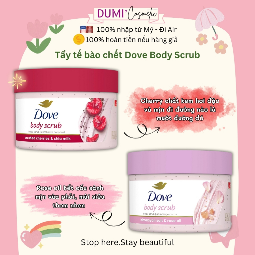 [Bill US] Tẩy tế bào chết Dove, Dove Bosy Scrub, Dove Mỹ 298g